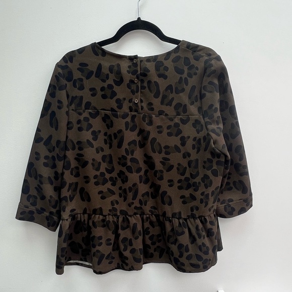 Essentiel Antwerp sz 12 (EU 42) long sleeve animal print blouse in black & green - Picture 3 of 7